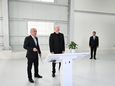 Prezident Yevlaxda sutəmizləyici qurğunun açılışında - FOTOLAR