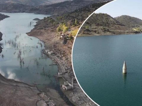 16 ildir su altında qalan kənd yenidən üzə çıxdı - Fotolar