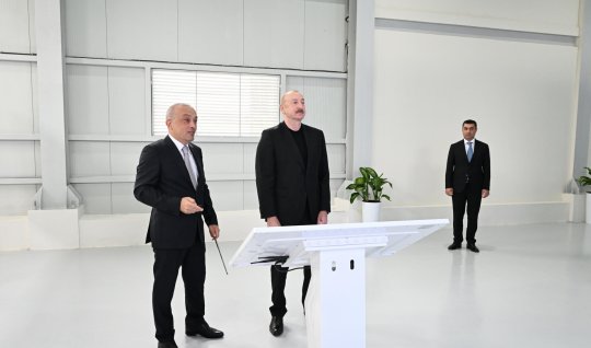 Prezident Yevlaxda sutəmizləyici qurğunun açılışında - FOTOLAR